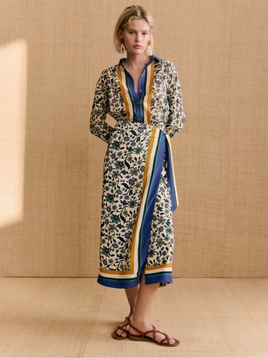 Sezane Dresses & Skirts - Sézane x Momonì Manola Floral Stripe Midi Skirt